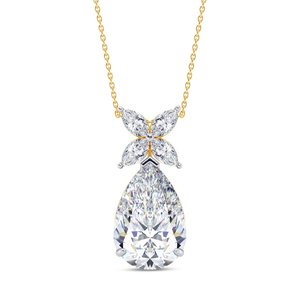 Collier pendentif diamant taille poire plaqué or 18 carats, motif papillon, chaîne fine de luxe pour femme - Product Image 1