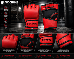 Gants de MMA demi-doigts en cuir de haute qualité avec logo personnalisé, fermeture Velcro, rouge, taille M, pour entraînement d'arts martiaux - Product Image 5
