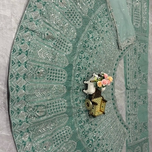 Lehenga Choli Verde Mar para Novia, con Bordado Intenso, Tela Suave de Secado Rápido para Invierno/Verano, Diseño de Alta Costura para Bodas y Fiestas, Ropa de Recepción para Mujer - Product Image 5