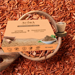 Caja Premium de 12 Copas de Incienso de Larga Duración, Dhoop Havan Sambrani, Copas de Sándalo Indio Natural, Marca Privada, Desodorante para Habitaciones - Product Image 1