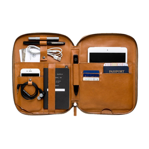 <b>Leather</b> Tech Organizer <b>Case</b> with Zipper Closure 7 Inch Handmade Vintage Multifunctional Portfolio for <b>Documents</b> and Electronics - Product Image 4
