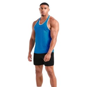 <b>Mens</b> Blue Racerback Tank Top Gym Workout <b>Vest</b> Athletic Fitness Training Bodybuilding Sportswear Sleeveless <b>Running</b> Activewear - Product Image 3