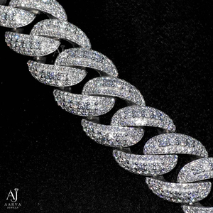925 Sterling Silver Rhodium Plated Moissanite Cuban Link <b>Chain</b> Necklace Engagement <b>Iced</b> <b>Out</b> Bold <b>Chain</b> Jewelry for Men Women - Product Image 4