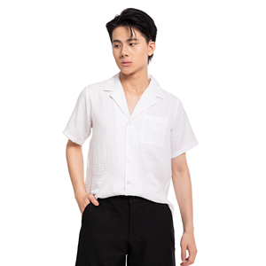 เสื้อเชิ้ตผู้ชายแขนสั้นผ้าลินินคอตตอน คอจีน สีพื้น ระบายอากาศได้ดี ผ้าป๊อปลินสำหรับฤดูร้อน - Product Image 3