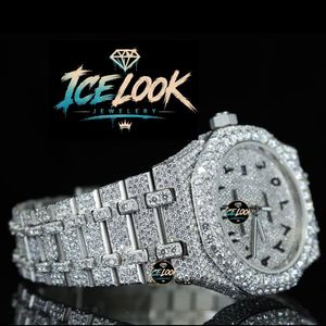 นาฬิกาอัตโนมัติ Ice Look ประดับคริสตัลเรืองแสง สายสแตนเลส ประดับเพชรเทียม เครื่องประดับแฟชั่น - Product Image 2