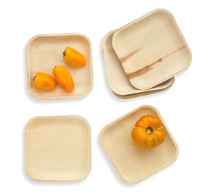 Assiettes jetables en feuilles de palmier d'arec, biodégradables, style bois naturel, vaisselle ronde pour mariage, fête, restauration - Product Image 1