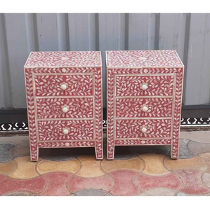 Modern <b>White</b> & Blue Mother of Pearl Bone Inlay Furniture End Table <b>Bedside</b> Table Coffee Table for Living Room Bedroom Hotel Use - Product Image 6