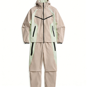 Ensemble de survêtement streetwear personnalisé pour homme, design 2-en-1, 100 % coton, tissu extensible, panneaux légers, respirant, coupe-vent - Product Image 1