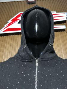 Sweat-shirt unisexe 100 % coton avec logo strassé sur le devant, à capuche et fermeture éclair, coupe ample, décontracté, hiver, écoresponsable - Product Image 4