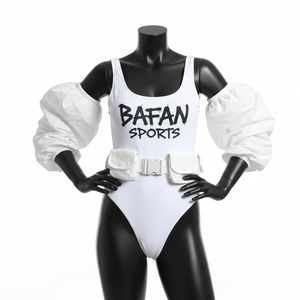 Maillot de bain une pièce pour femme, tissu extensible polyester spandex 200 GSM, blanc, logo personnalisé pour maillot de bain - Product Image 1