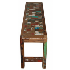 Banco Rita de Madera de Barco Reciclada, Patas Rectas, Pequeño, Diseño Minimalista y Sostenible en Color Natural - Product Image 3