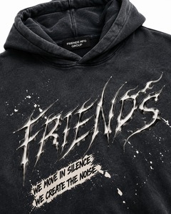 Ensemble de survêtement à capuche coupe classique en molleton de coton noir, style streetwear, imprimé dessin animé avec strass, pour homme, tenue d'hiver - Product Image 4