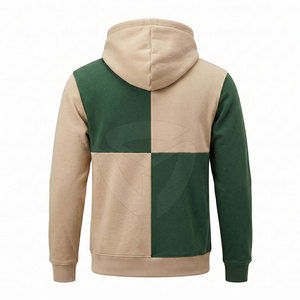 Sudadera con capucha para hombre, verde y beige, con logo bordado, estilo casual, corte regular, tejido de punto para otoño - Product Image 2
