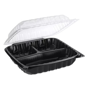 Taiwan 9*9 Inch Recyclable PP Hinged Clamshell Microwavable Bento <b>Box</b> with Embossing for Noodle & Food - Product Image 1
