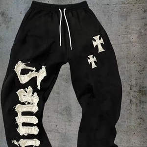 Pantalones Deportivos 100% Algodón para Hombre, Pantalones Deportivos de Forro Polar Grueso, Estilo Urbano, Cintura con Cordón, Pantalones Deportivos Holgados con Logotipo Personalizado - Product Image 4