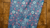 Tissu en coton imprimé cachemire bleu marine, écologique, motif floral ethnique traditionnel, textile pour sacs et pochettes