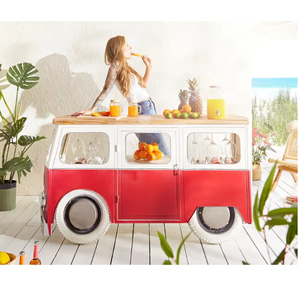Charming Mini Bus Small <b>Bar</b> Counter for Home Metal Iron Bus Model Display Ice Cream And Dessert Bus for Street Store - Product Image 1