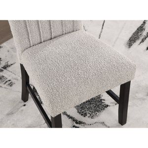 Set di 2 Sedie da Pranzo Contemporanee in Tessuto Bouclé Grigio con Gambe in Legno Nero, Stile Unico e Moderno - Product Image 4