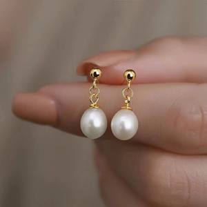 High Heel Ear Hooks 5A Quality 8-11mm Round Freshwater <b>Pearl</b> Dangle <b>Earrings</b> 925 <b>Silver</b> Fashionable - Product Image 1