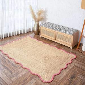 Tapis en jute festonnés personnalisés en gros, tapis faits main écologiques de style bohème pour entrée ou salon, commandes en gros - Product Image 6