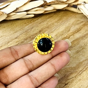 Latest Design Onyx <b>Ring</b> Tribal Brass <b>Rings</b> Women 18k Gold Plated Floral <b>Statement</b> Band Boho Geometric Design Wholesale/OEM/ODM - Product Image 5
