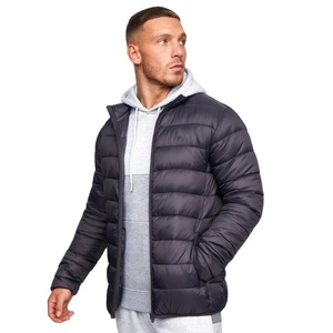 <b>Men's</b> Black Hooded Collar Puffer <b>Jacket</b> Windproof Waterproof Zipper Closure Casual Winter Wear <b>Long</b> Solid Color Polyester Shell - Product Image 2