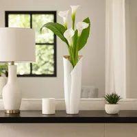 Jarrón Minimalista de Metal Blanco con Interior Dorado para Decoración Moderna del Hogar