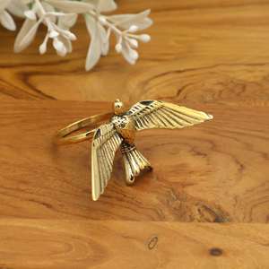 Golden Bird Statement <b>Ring</b> <b>Adjustable</b> Sparrow Minimalist Nature Jewelry Bohemian Handmade for women - Product Image 3