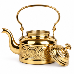 Engraved Brass Tea Kettle Artistic Stove Top <b>Teapot</b> Handcrafted Decorative Brass Water Kettle Traditional <b>Metal</b> Kitchenware - Product Image 2