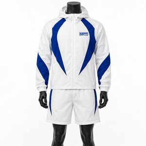 Modern Windbreaker <b>Shorts</b> <b>Set</b> Multi Color Puff Print Nylon Polyester <b>Hoodie</b> Outdoor Casual Windbreaker <b>Shorts</b> <b>Set</b> - Product Image 1