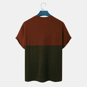 Patchwork Color Block Men T Shirt Oversized <b>Short</b> Sleeve Pocket Cotton Casual Streetwear Tee - Product Image 2