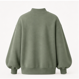 เสื้อสเวตเชิ้ตคอเต่าทรงโอเวอร์ไซส์สีเขียวเซจสำหรับผู้หญิง แขนทรงบอลลูน รุ่น WSS-0046 - Product Image 2