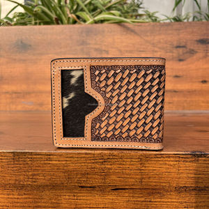 Cartera plegable de cuero genuino Premium 100% para hombre, estilo largo informal y lujoso con bloqueo RFID, diseño de piel de vaca de pelo de vaquero - Product Image 5