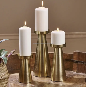 Luxury Iron Metal <b>Candle</b> Holders Wedding <b>Gold</b> Pillar <b>Candle</b> Holder Set Home Party <b>Candles</b> Decorative from India - Product Image 3