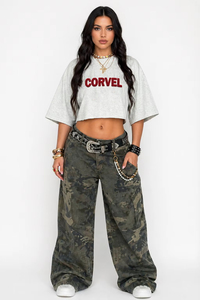 T-shirt court Y2K personnalisé pour femme, coupe ample, épaules tombantes, broderie en tissu éponge, manches courtes, col rond, décontracté, OEM Chenille - Product Image 5