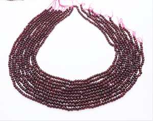 Cuentas redondas facetadas de granate rodolita natural AAA de 4 mm, cuentas redondas de granate rodolita natural para la fabricación de joyas al por mayor - Product Image 1