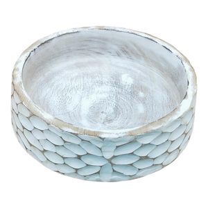 Rustic Mango Wood <b>Round</b> <b>White</b> Decorative Bowl for Home Decor <b>Table</b> Centerpiece Wedding Party Decoration Dry Fruit Serving - Product Image 4