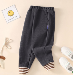 Pantalones Deportivos de Invierno para Niños Unisex, Cintura Elástica de Alta Calidad, Pantalones Térmicos Gruesos, Puños a Rayas, Color Sólido, 3-14 Años - Product Image 3