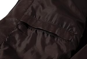 Veste en cuir PU marron pour homme, style motard, fermeture éclair, col montant, coupe régulière, design slim, vêtement d'automne - Product Image 2