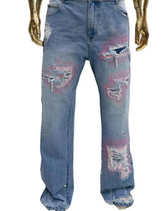 Nuevos Pantalones Vaqueros Anchos Profesionales de Moda, Estilo Desgastado con Lavado Ácido, Jeans de Pierna Recta para Fiesta y Estilo Urbano - Product Image 1