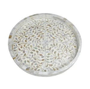 Plateau de service rond multifonctionnel moderne en nacre et os incrustés, taille personnalisée, pour café et thé, vente en gros - Product Image 2