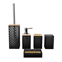 Juego de Accesorios de Baño Hotel Blue, Diseño Bohemio de Plástico, Dispensador de Jabón, Portacepillos de Dientes, Jabonera, Vaso, Organizador de Encimera