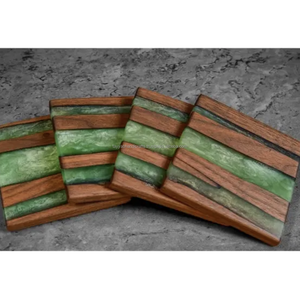 Juego de Posavasos de Resina de Madera de Alta Calidad, Posavasos de Madera de Cedro y Acacia Epoxi para Tazas de Té y Café, de la India - Product Image 4