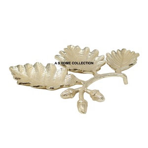 Bol décoratif en aluminium en forme de feuille, design fantastique, bol décoratif rond pour aliments, best-seller - Product Image 1