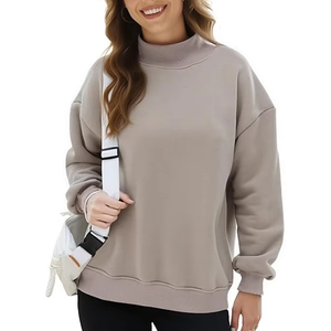 Sweat-shirt décontracté professionnel de haute qualité pour femme, col rond, en molleton épais, coupe classique, motif uni sur le devant, idéal pour l'hiver - Product Image 5