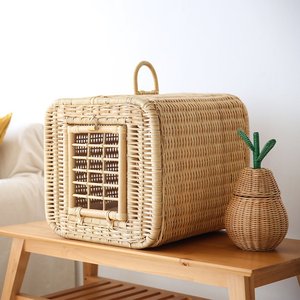 Adorable Unique Rattan Wicker Trolley Pet Carrier Bags <b>Dog</b> Cat Bunny Accessories Wholesale Price - Product Image 4