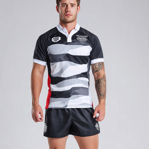 100% <b>Polyester</b> Team Rugby Uniform Football Polo Shirts & <b>Shorts</b> Set Quick Dry & Football Sublimation Rugby Uniforms - Product Image 4