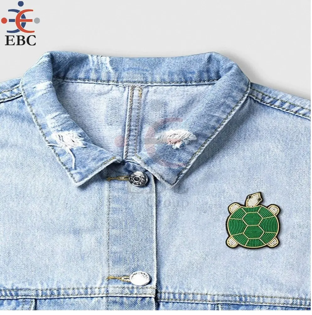 Premium quality Customized shape brooch pin hand embroidery brooch badges Bullion wire fashion embroidery badge brooch