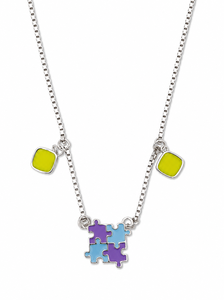 Collier pendentif pièce de puzzle en argent sterling 925 émaillé, breloque géométrique, poli miroir, bijoux de mode pour femme, usage quotidien - Product Image 2