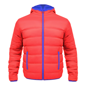 Blouson d'hiver pour homme à capuche, coloris bleu-vert, blocs de couleur, fermeture éclair, coupe décontractée, coupe-vent, rembourrage épais en polyester, coupe régulière, chaud et à capuche - Product Image 6